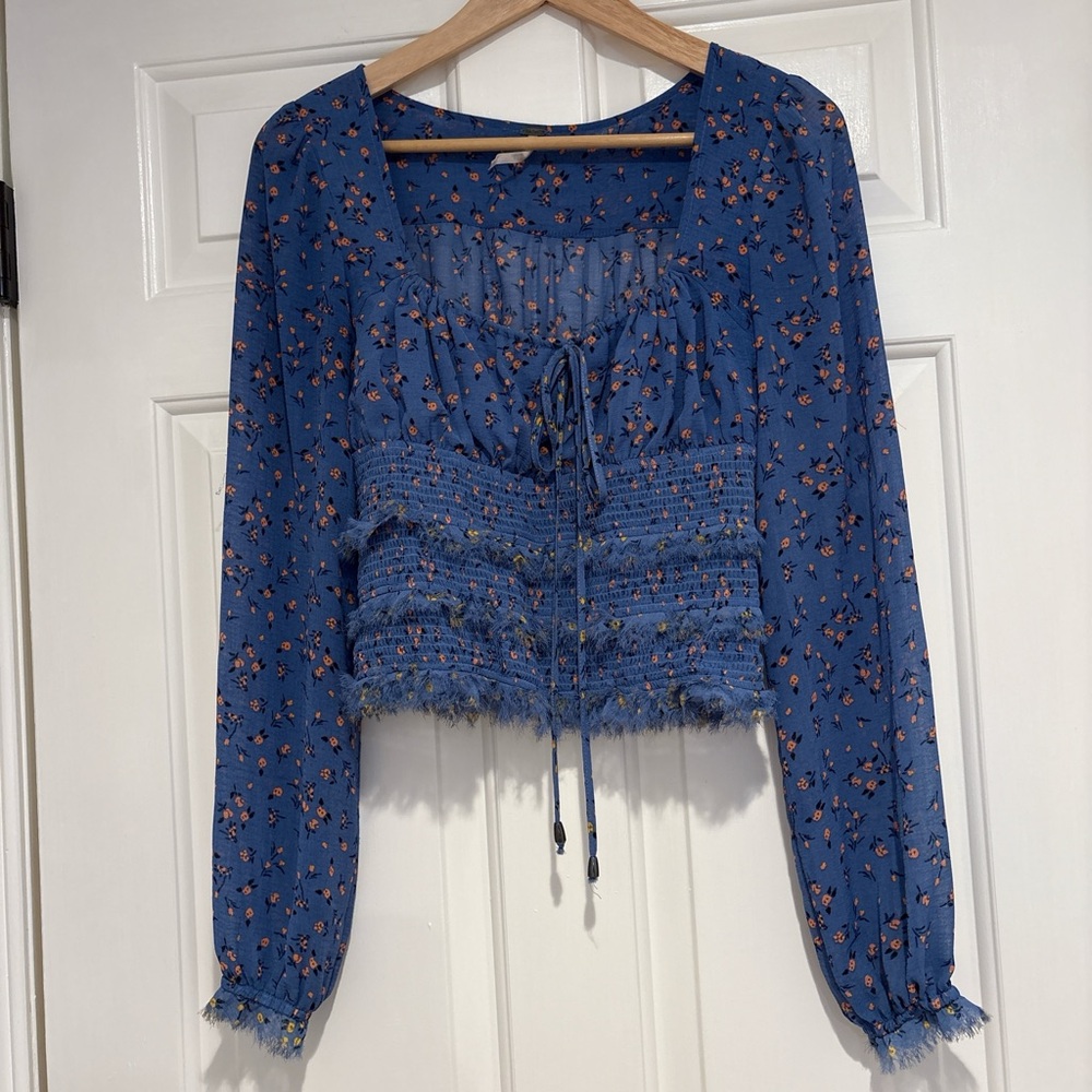 Free People Blue Floral Blouse